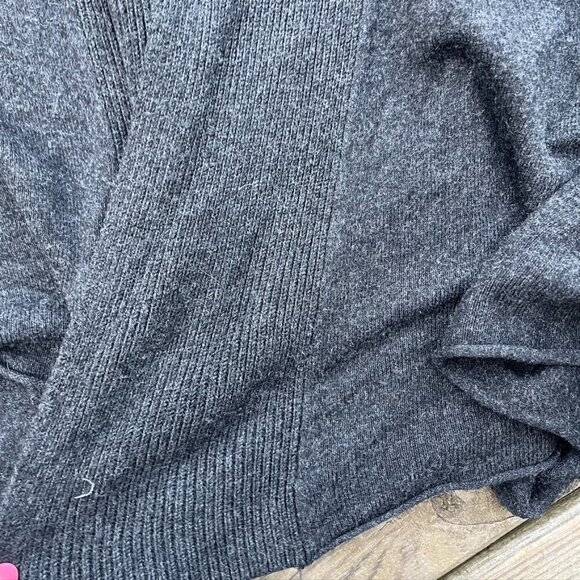 Eileen Fisher Waterfall Cardigan Sweater Sz M Gray Viscose Open Front Stretch - Picture 7 of 9